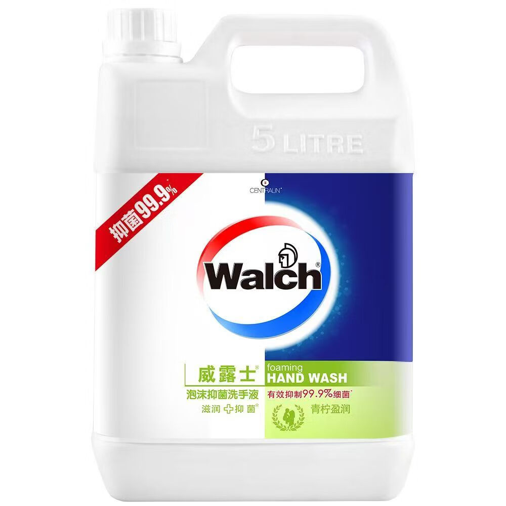 威露士WALCH泡沫抑菌洗手液大瓶5L装健康呵护青柠盈润酒店学校首选 青柠盈润（泡沫水状液体）