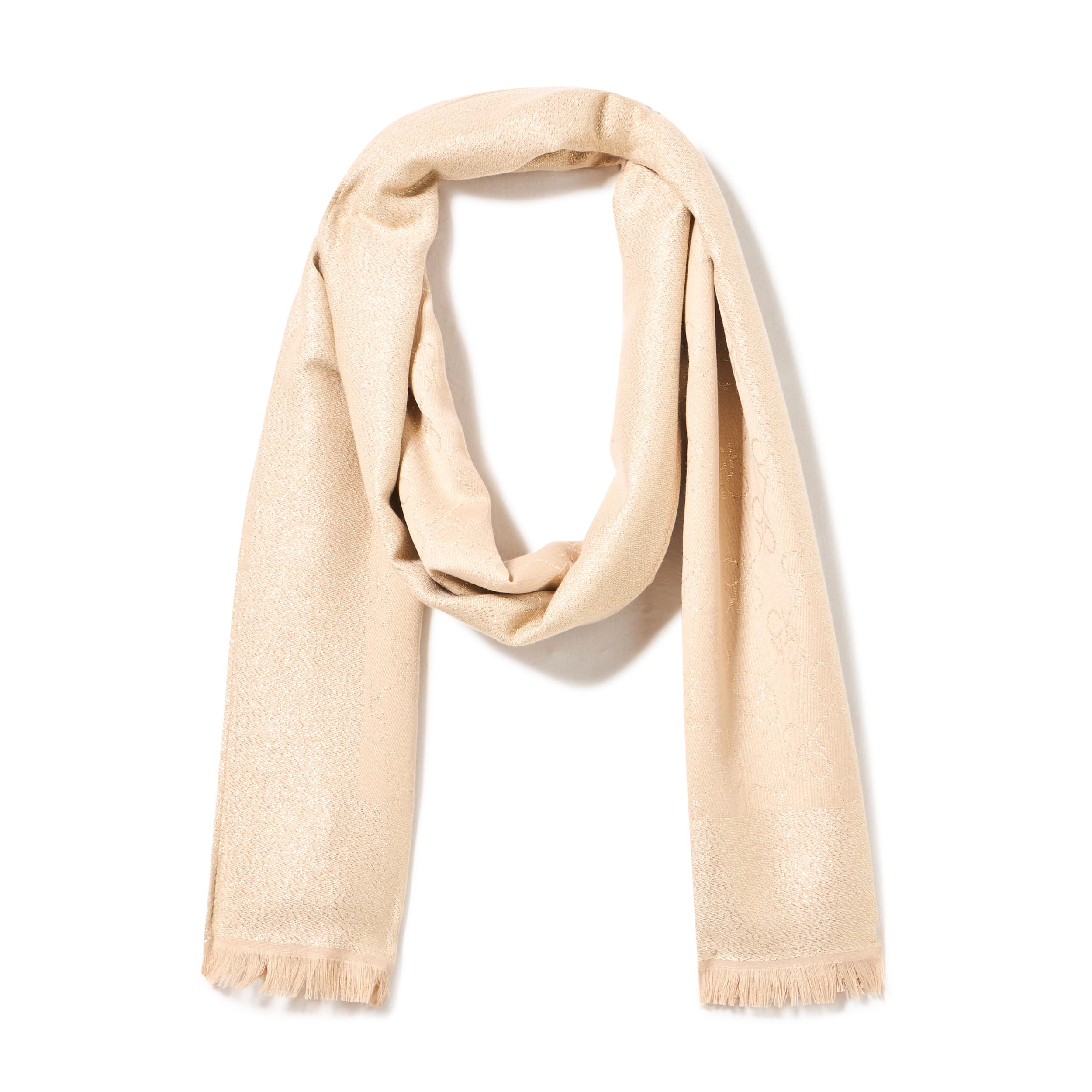 Calvin Klein 女式柔软日常纯色羊绒条纹围巾, 拿铁白, 單一尺寸 拿铁白 單一尺寸