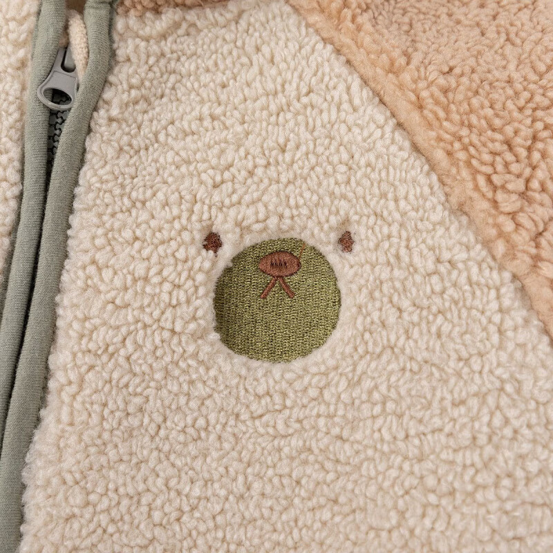 嘟嘟家儿童外套冬装男童冬季连帽上衣女童加厚衣服宝宝保暖加绒外衣童装 咖色小熊 100