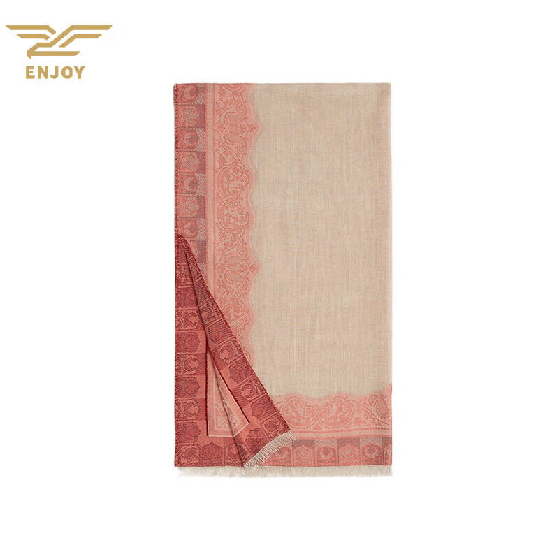 piana诺悠翩雅lp时尚26新款提花轻盈围巾真丝披肩刺绣女士 玫瑰米色