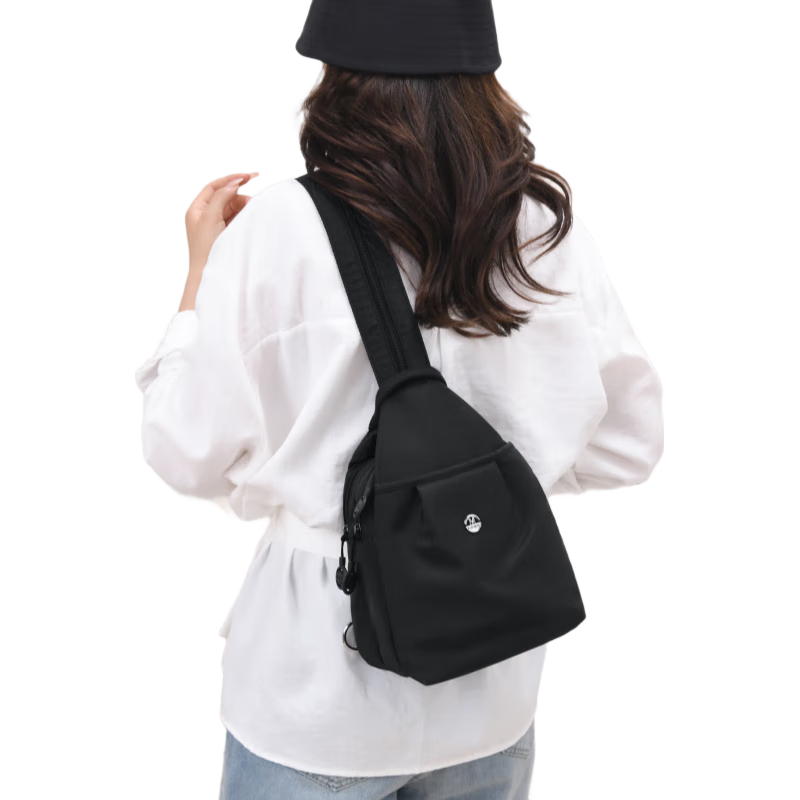 多用女士双肩包时尚夏季小包牛津布包单肩包胸包百搭韩版小布包包 黑色