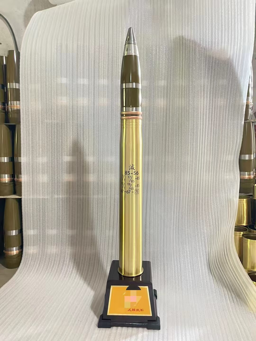 曌阁炮弹工艺品炮弹壳底座退役老兵模型客厅办公室铜摆件军人纪念品