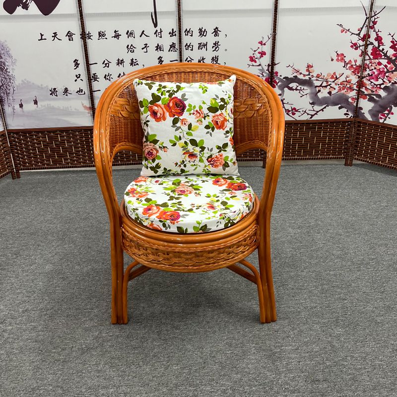 欣慕雅阳台真藤编桌椅庭院老式休闲藤椅豪华椅子客厅高档藤椅茶几三件套 蜜糖色单椅