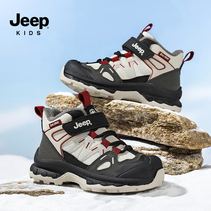 吉普 JEEP 冬季新款儿童加绒保暖中帮运动鞋  109.9元(需领券) 包邮