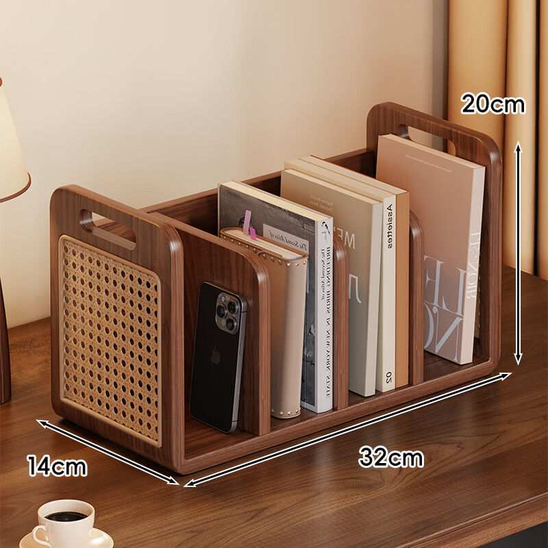 林家小子實(shí)木書(shū)立架閱讀架夾書(shū)器桌上書(shū)架桌面固定書(shū)本收納神器置物架分隔 胡桃色進(jìn)口實(shí)木