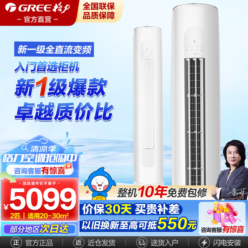 格力空调2匹/3匹天仪柜机国家补贴新一级能效以旧换新立式客厅省电变频冷暖立柜式官方正品上门安装 2匹 一级能效 【爆款推荐】