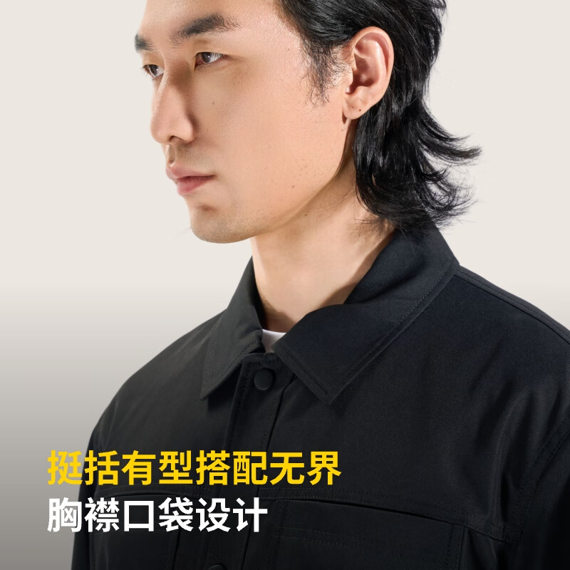 ABOUT MYTH 男士夹克【挺括有型 易打理】翻领百搭外套 经典黑 L 170-175cm/130-150斤