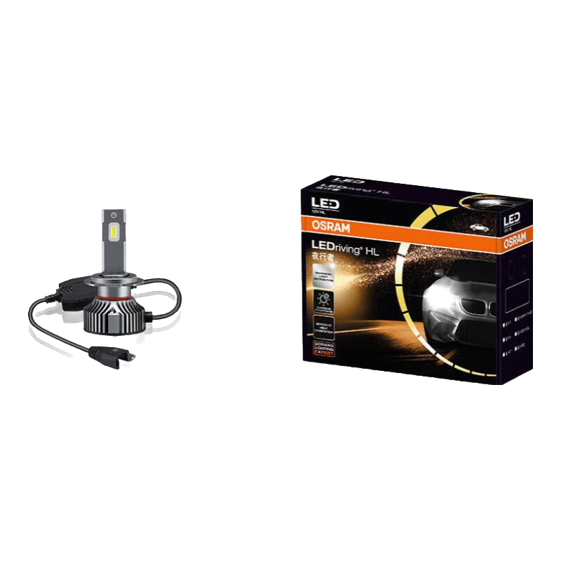 歐司朗汽車LED大燈夜行者PRO/PLUS燈泡遠光近光一體燈1對裝高色溫6000K 夜行者PLUS H7 12V 50W