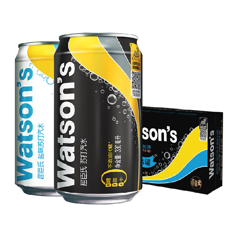 屈臣氏苏打水无糖汽水混合(20原味+4盐味)整箱碳酸饮料低糖 1件