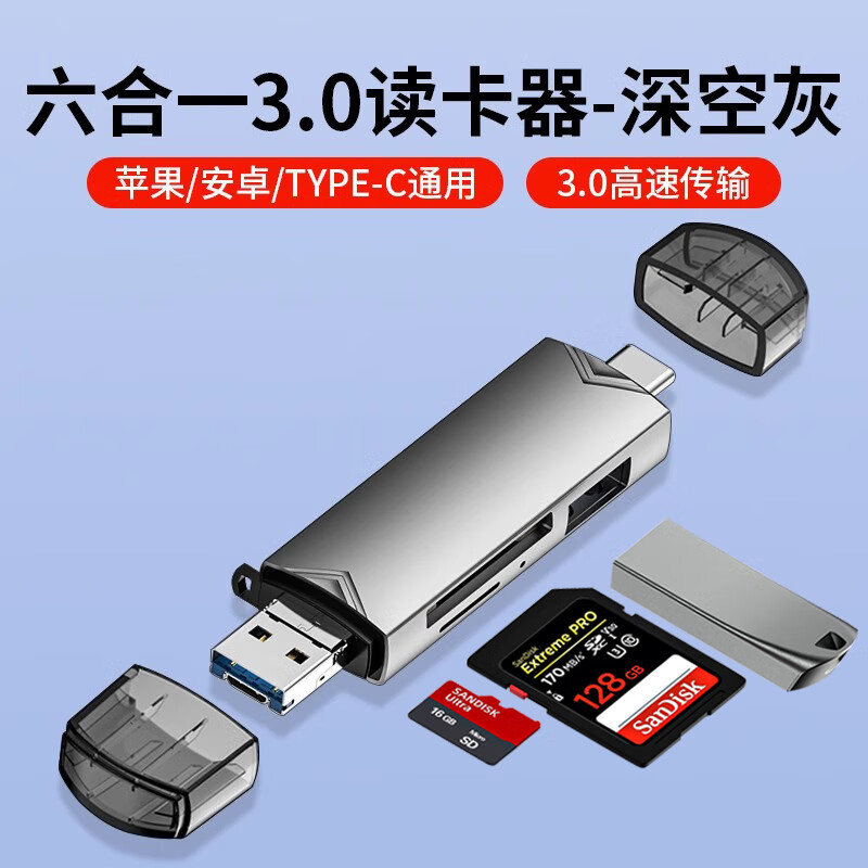 埠帝读卡器相机sd卡tf多功能usb3.0高速内存储卡转typec电脑U盘适用苹果iphone15通用ccd连接手机外置 USB/Typec/安卓【3.0支持SD/TF卡/ USB3.0