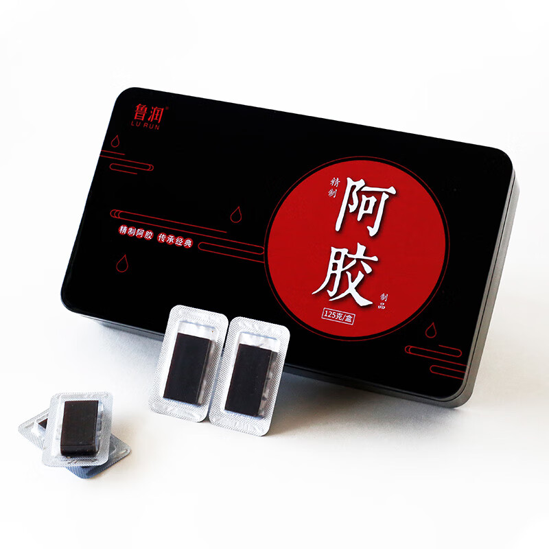 鲁润阿胶山东鲁润阿胶块正宗阿胶片驴皮阿胶独立包装盒装精致阿胶 125