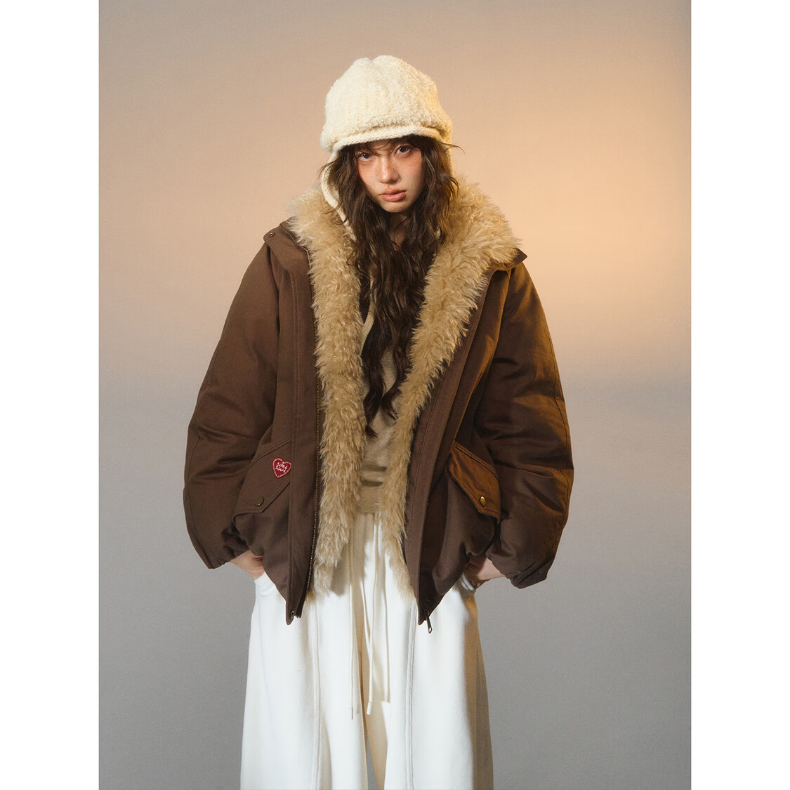 SOMESOWE 可拆卸毛领派克羽绒服保暖冬季新款 深咖色 M