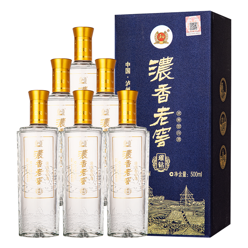 泸州老窖 浓香老窖 璀钻 42度浓香型白酒 500ml*6瓶 整箱装 年货过年送礼