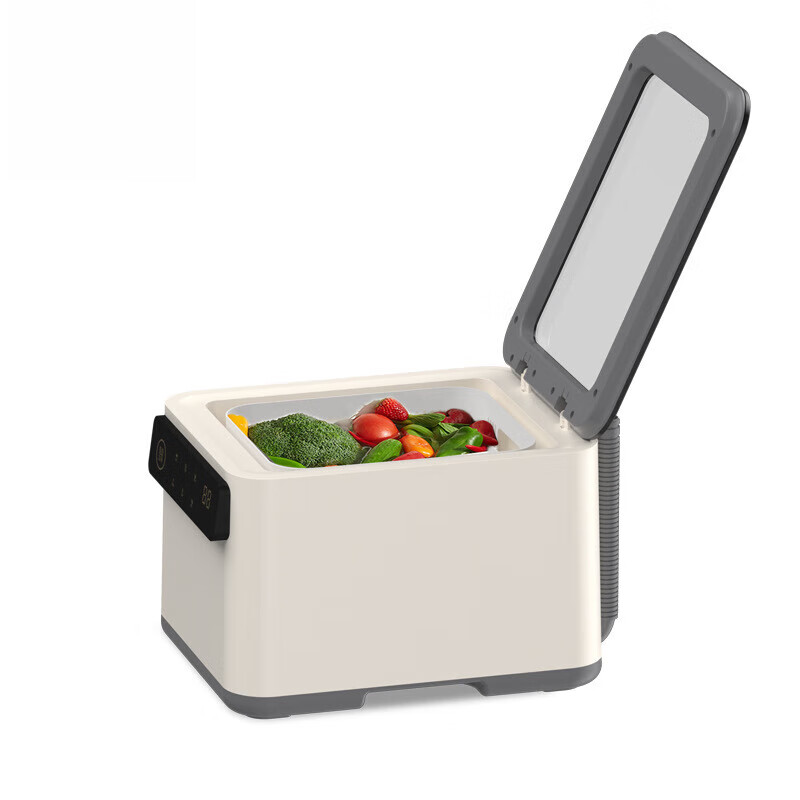 DIKTT德国果蔬清洗机家用全自动食材去农残消毒臭氧水果净化器气泡洗肉除菌农残水果蔬菜洗菜神器送礼 10升大容量果蔬洗菜机丨沥水篮设计 雾灰色