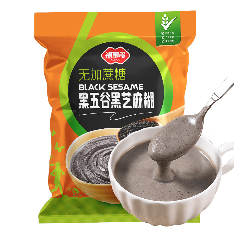 福事多910g黑五谷黑芝麻糊袋裝現(xiàn)磨即食芝麻糊早餐營養(yǎng)沖飲芝麻糊 910g 1袋*黑五谷黑芝麻糊*