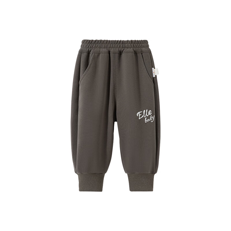 ELLE BABY儿童裤子男女童卫裤秋冬时尚百搭束脚裤宝宝运动裤 铁灰 110 【推荐身高106cm-115cm】