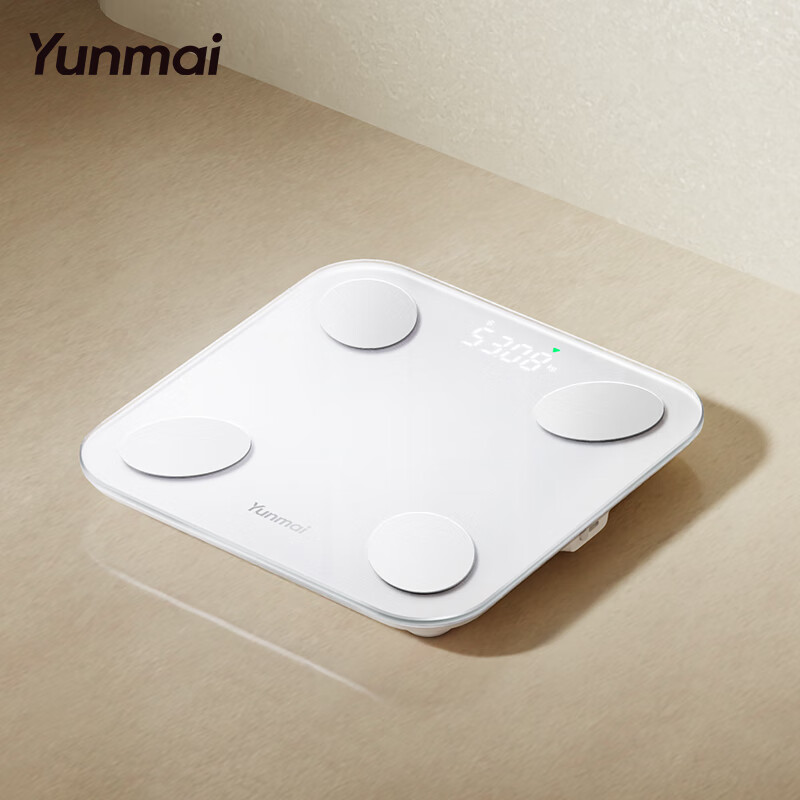 云麦智能心率体脂秤mini5 家用电子秤体重秤高精准73项身体数据监测 人体塑形减脂称重减肥管理专用 智能体脂秤mini5云绒白