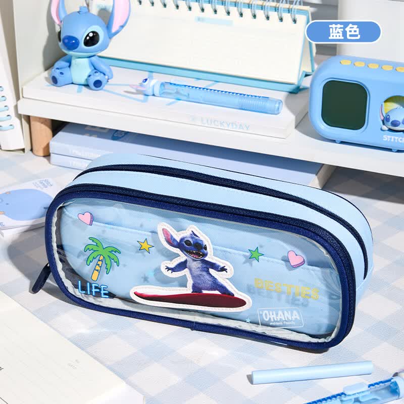 迪士尼（Disney）笔袋小学生 透明防泼水耐脏大容量文具袋初中生高颜值文具盒男女孩学习用品毕业礼物 史迪奇