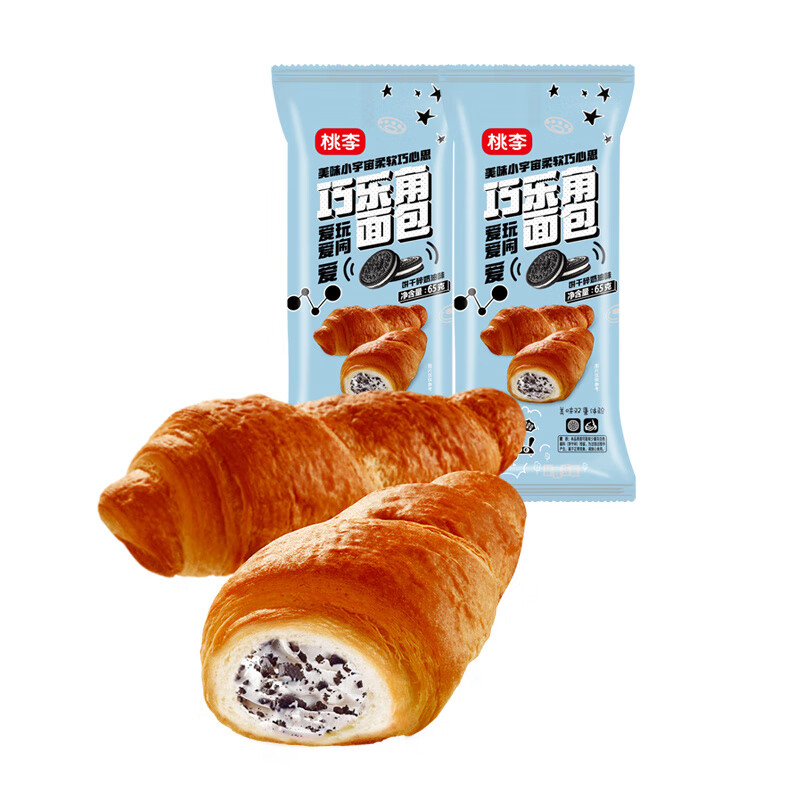 桃李新品胡可桃李巧乐角面包巧克力味整箱早餐营养夹芯牛角包 【新品上市】饼干碎奶油味*6袋