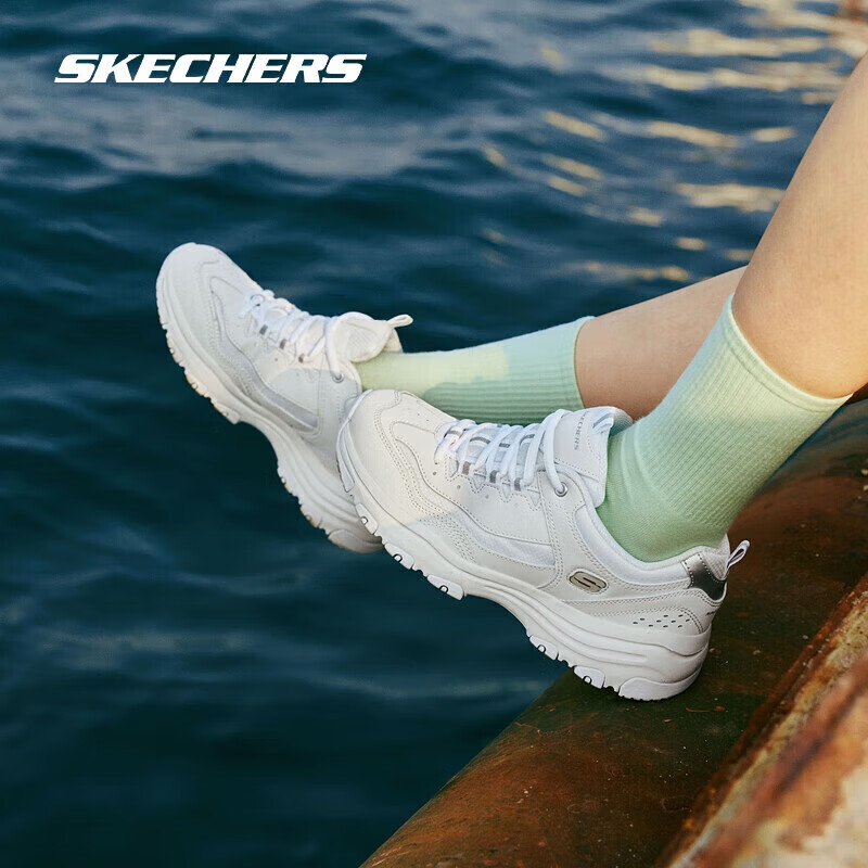 斯凯奇（Skechers）奥利奥熊猫鞋丨老爹鞋女经典黑白复古秋冬轻便潮流增高运动休闲鞋 【女款】白色-WHT 37