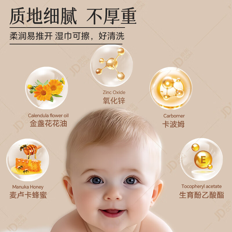 澳可奇OKKID护臀膏新生婴儿防红屁股宝宝护臀霜尿布疹红疹淹脖子屁屁乐 【家里/外出各一支】婴儿护臀膏35g*2支