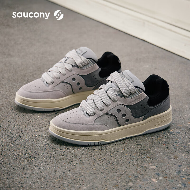 Saucony索康尼板鞋男面包鞋女厚底板鞋男女休闲鞋运动鞋 灰黑15 42