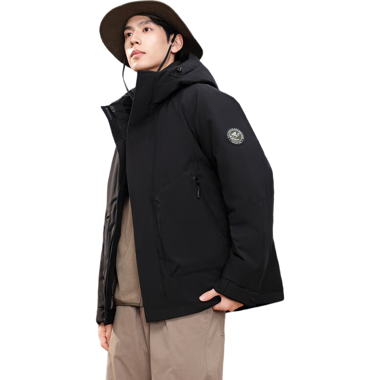 雪中飞秋冬新款男士经典商务休闲羽绒服纯色百搭保暖羽绒外套男 黑色|8056 XL 180/96A