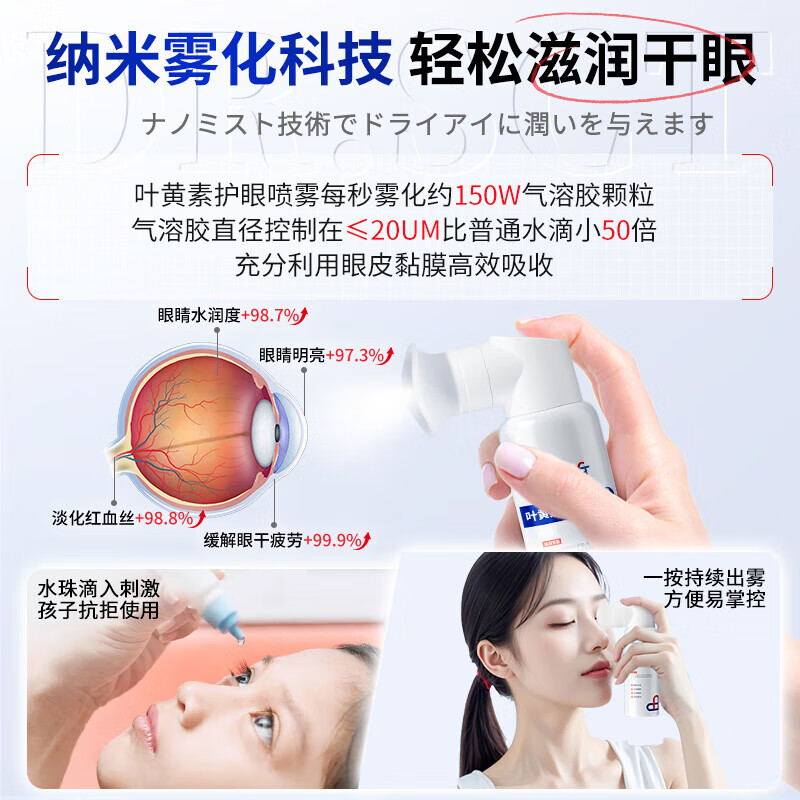 DR.SCT叶黄素滴眼液缓解眼疲劳眼干眼涩视力模糊发痒红血丝眼药水 【明目润眼】叶黄素护眼喷雾*5