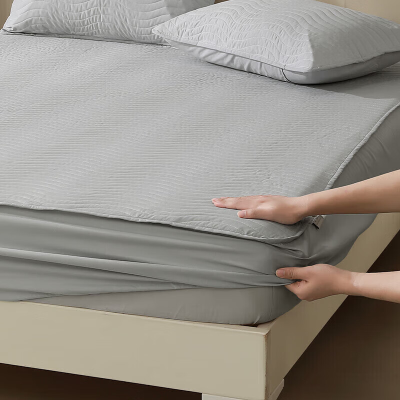 百丽丝出品床护垫a类大豆纤维茶茶抗菌防水360°全包裹床笠式床护垫 茶茶抗菌防水床笠式床护垫 120cm * 195cm