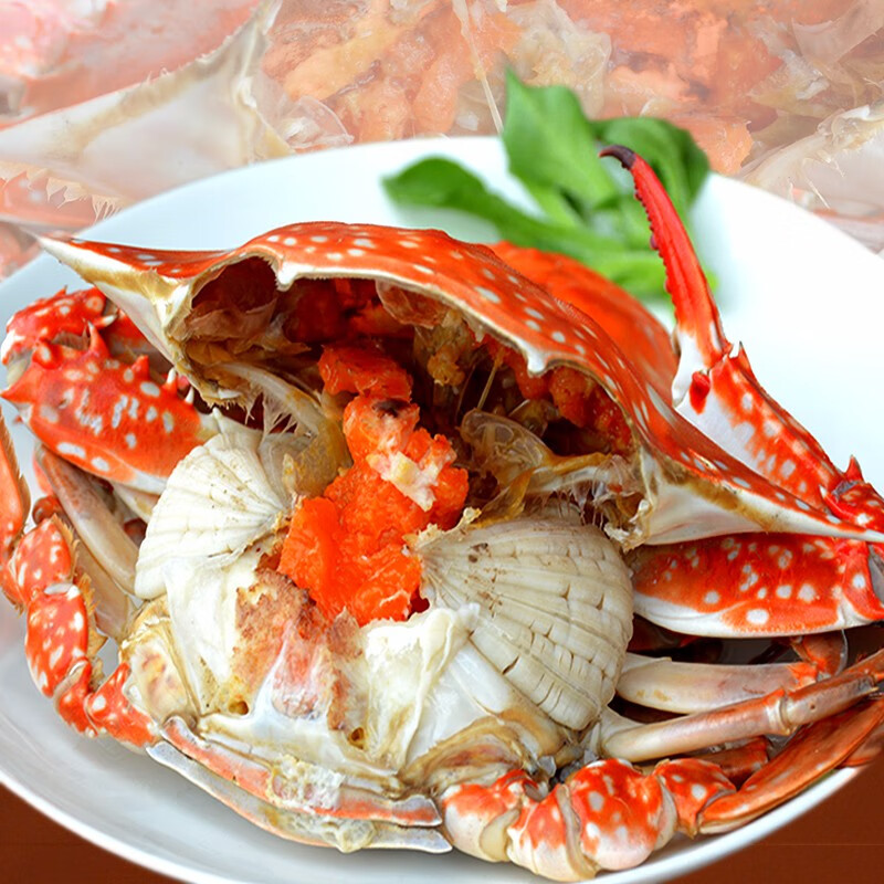 陆龙兄弟膏蟹 舟山冷冻鲜红膏梭子蟹 500g/袋 约2-3只 红膏满盖 海鲜
