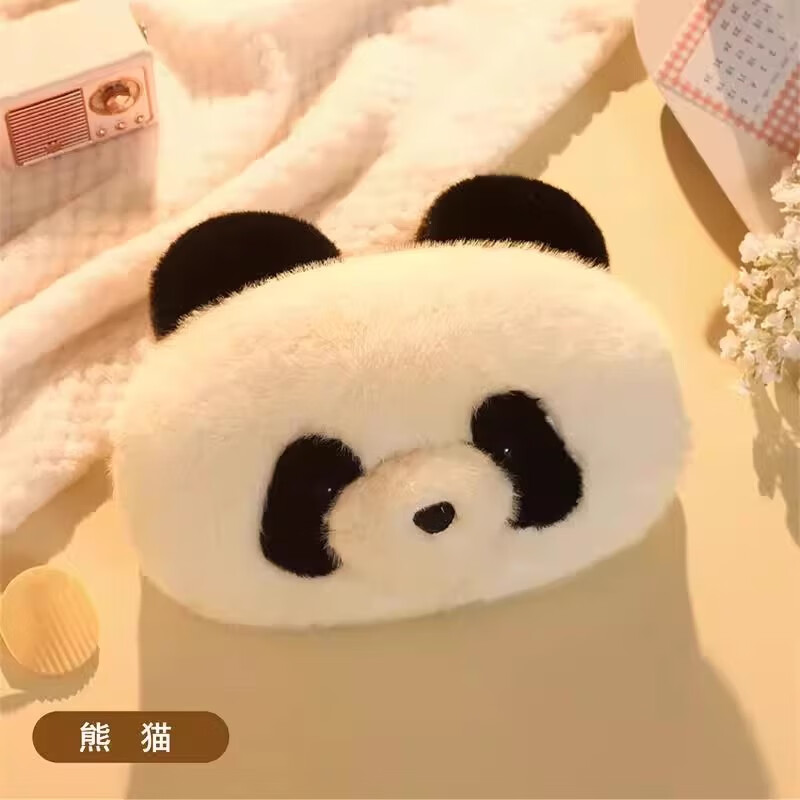 山山熱水袋防爆充電式暖寶寶電暖寶毛絨可愛(ài)熱敷暖手寶肚子暖水袋 【熊貓】升級(jí)防爆智能斷電雙插手