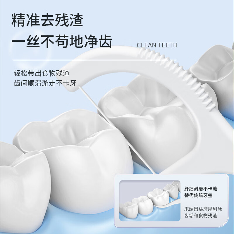 小竹牙线棒一次性超细成人牙签扁线便携盒装牙齿清洁器剔牙神器家用 牙线棒*12盒共600支