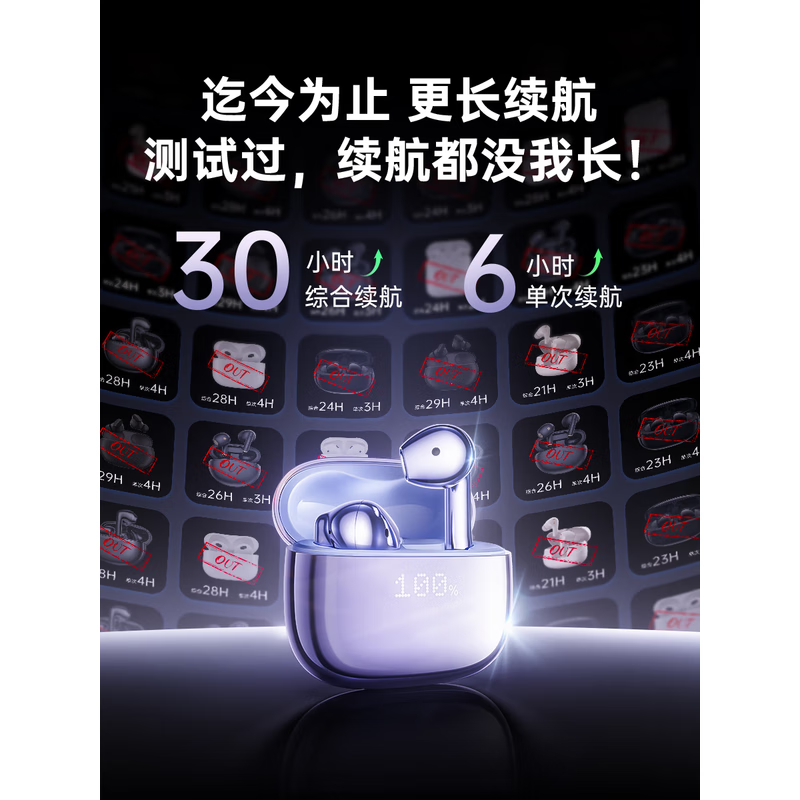 金运【升级款丨鎏金电镀】蓝牙耳机半入耳式无线高端适用于苹果降噪重低音超长续航 暮影黑