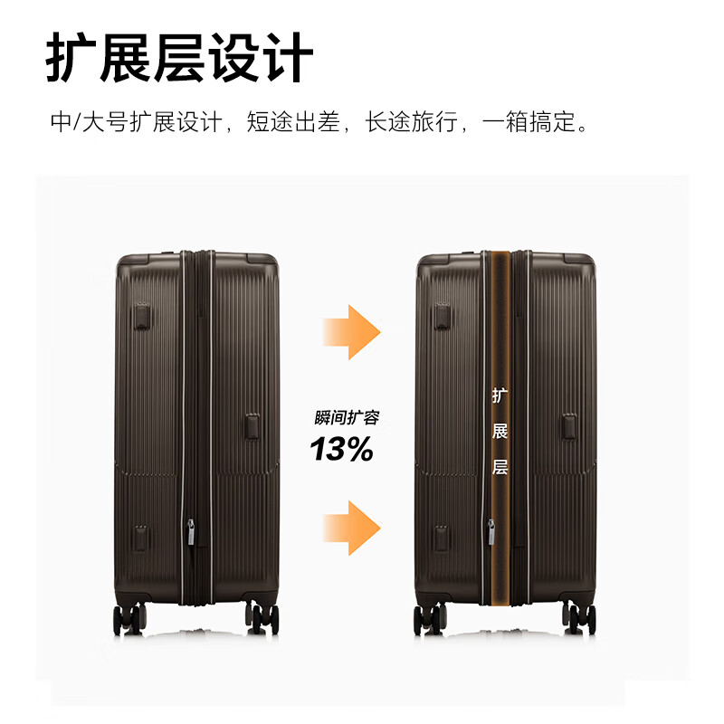 美旅（AMERICAN TOURISTER）新款时尚拉杆箱20英寸登机箱密码锁行李箱可扩展UI3 咖啡棕 20英寸