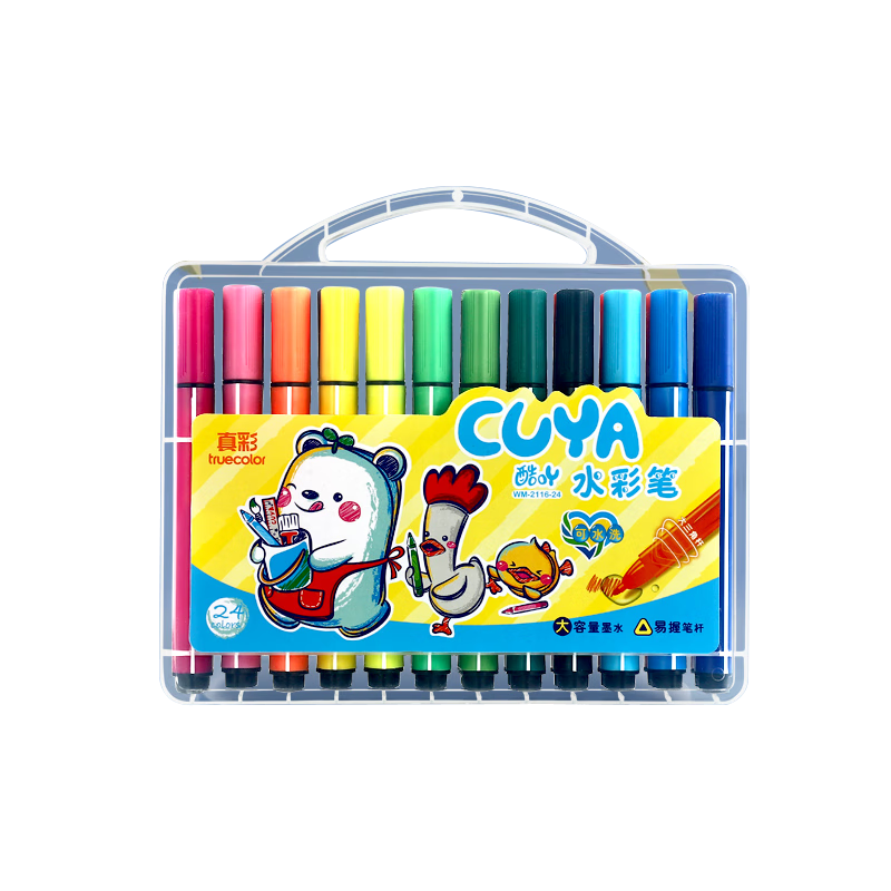 ��ʣ�TRUECOLOR��24ɫ������ˮ�ʱʶ�ͯ��ˮϴ�����׶�԰Сѧ������ר�û滭������װ��в�ɫͿɫ��2116ˮ�ʱ�