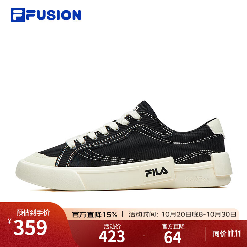 FILA FUSION斐乐男女鞋潮流板鞋POP时尚帆布鞋情侣小白鞋百搭休闲鞋 【男】黑-BBK 41