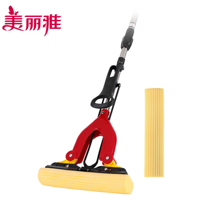 美丽雅（MARYYA）美丽雅海绵拖把双飞燕对折式挤水胶棉拖把比翼鸟吸水地拖帕 套装2个头
