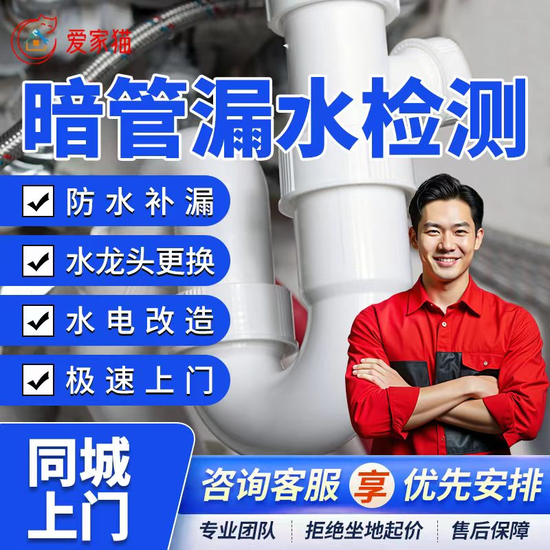 同城京东水管维修水电工上门服务下水管道漏水暗管漏水检测维修更换水龙头下水管道漏水改造排水管pvc维修 暗管漏水检测