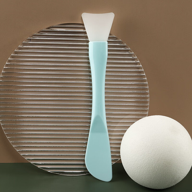 YAHLIGS 双头硅胶面膜刷化妆刷带挖勺软毛面膜刷美妆工具清洁涂抹工具 大刀面膜刷 1支 -蓝色