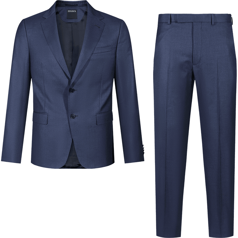 杰尼亞（Zegna）男士UseTheExisting兩粒單排扣商務(wù)西裝西褲長褲西服套裝 281CGA 822755A8 藍色 50 /l