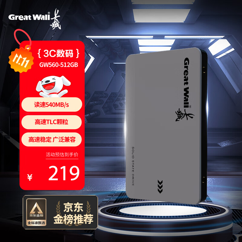 长城（Great Wall) 512GB SSD固态硬盘 SATA3.0接口 读速540MB/S台式机/笔记本通用 GW560系列 