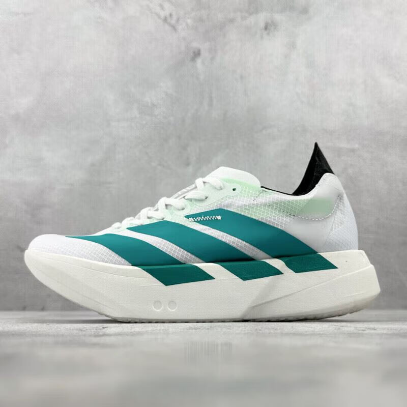 莆田鞋碳板竞速跑鞋男女 Adzero Adiso Pro4 减震回弹专业马拉松跑步鞋 白青 44.5