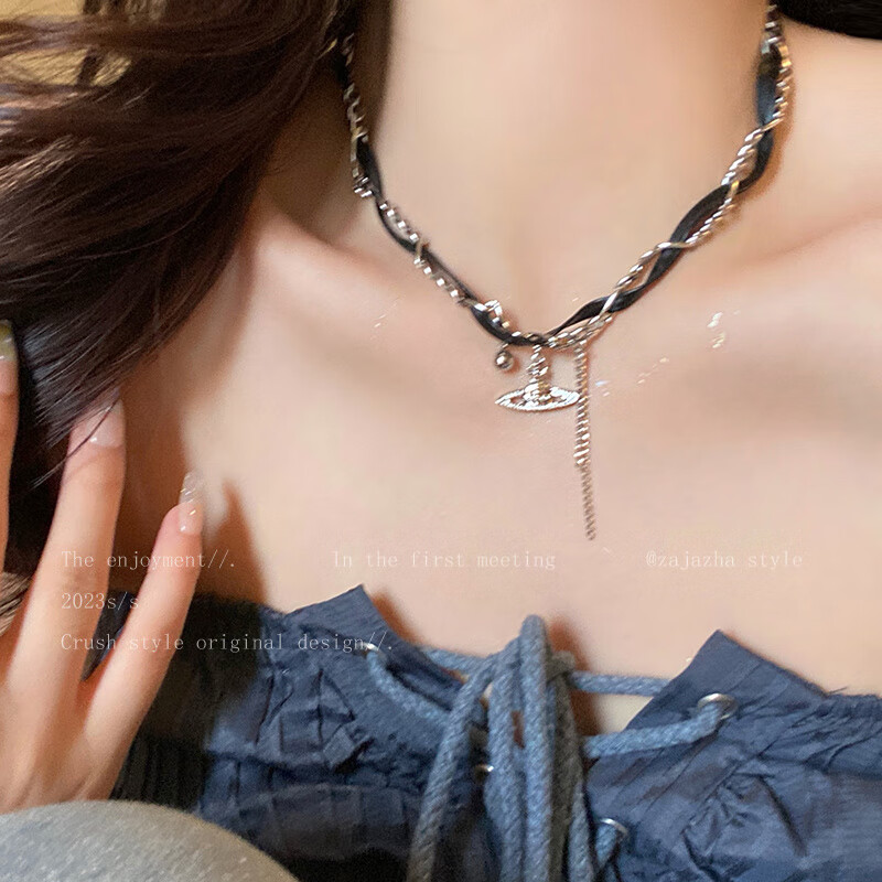 时岛西太后项链流苏朋克女款choker黑色轻奢甜酷辣妹风小 西太后甜酷流苏项链