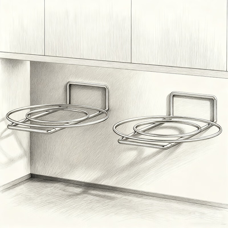 尔思家卫生间脸盆收纳架浴室柜下洗脸盆挂钩洗漱台下置物架免打孔壁挂式 银色2个装