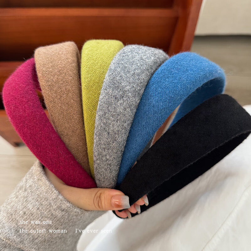 清晨的星星韩系日常外戴毛呢发箍女高颅顶发卡洗脸压发头箍2025秋冬新款发饰 奶咖色