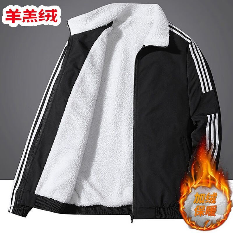 ADIDAS TECHFIT阿迪达斯三叶草卫衣男女秋冬季情侣开衫宽松运动加绒加厚休闲夹克 阿迪达斯黑色【加绒款】 5239款 M  推荐【90-110斤】