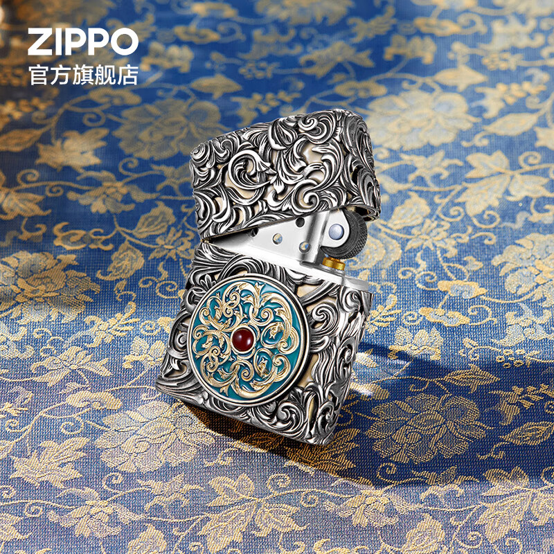 ZIPPO打火机官方旗舰店正品生日送老公礼物 全包裹唐草万代 送男友告白 唐草万代 龙纹雕花礼盒 套装