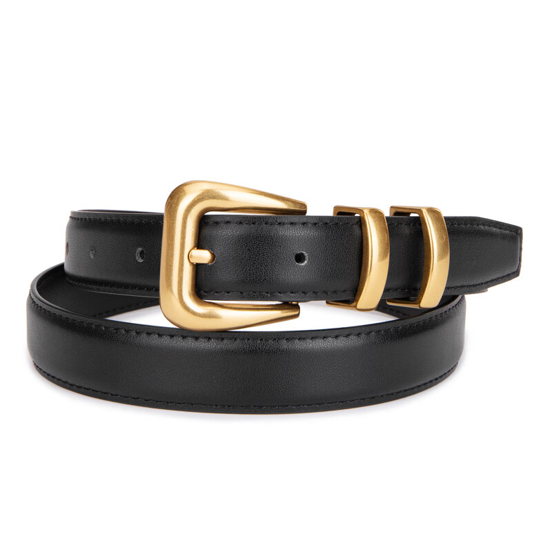 牛当家（cattlesboss）皮带女士新款时尚西装配裙子风衣毛衣细腰带真皮装饰裤带 黑色 100cm
