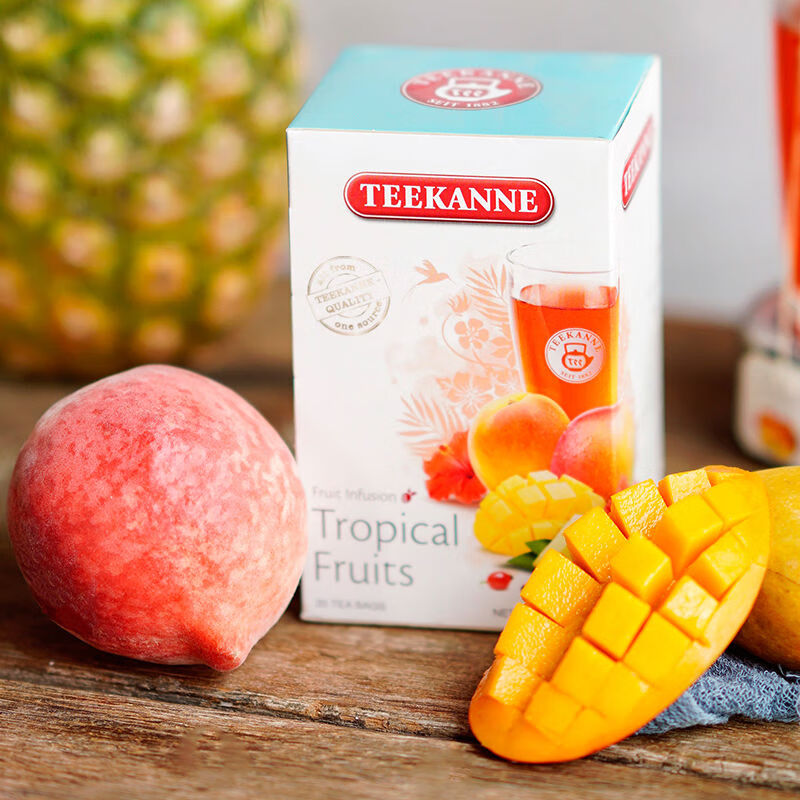 Teekanne德國進(jìn)口芒果味熱帶水果茶葉玫瑰茄洛神花果茶袋泡茶包 熱帶雜果水果茶50g盒