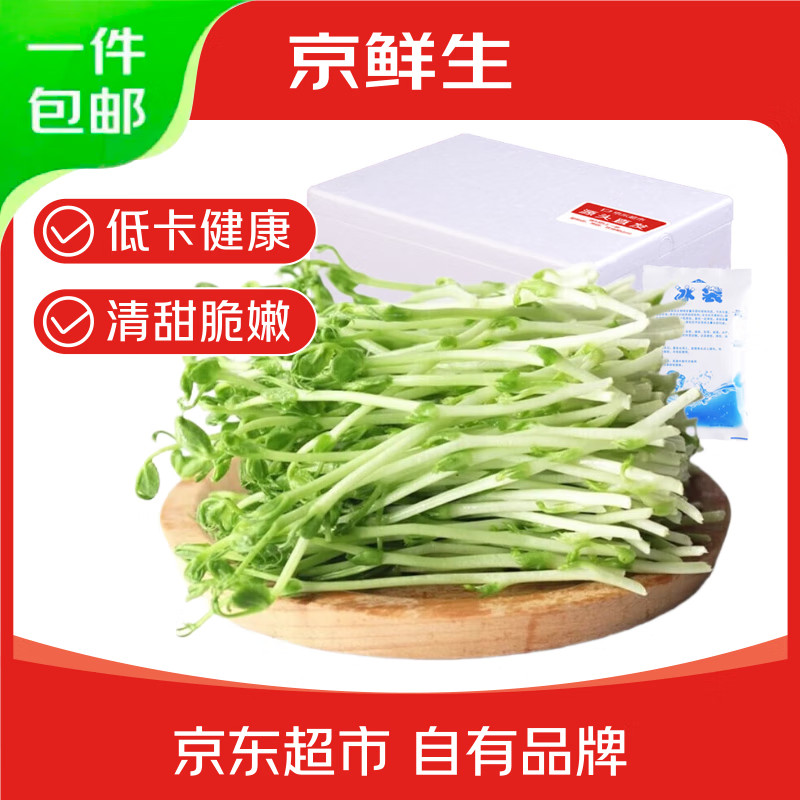京鲜生新鲜豌豆苗 水培苗芽菜 泡沫箱加冰净重1斤火锅煲汤清炒 源头直发